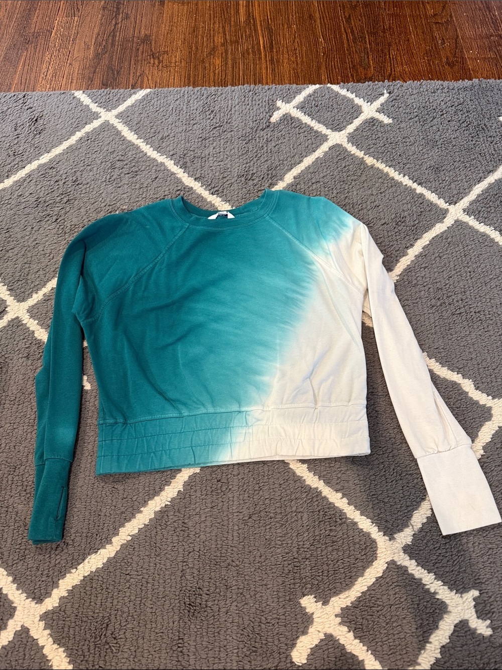 Joylab Teal to White Dip-Dye Crewneck Sweatshirt